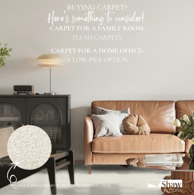 Struggling to choose the perfect carpet? Here’s something to consider! 🌟 For family rooms, go with plush carpets to create a cozy, comfortable space where everyone can relax. 💼 In the home office, a low-pile carpet is ideal for a polished look and easy chair movement. Get the right fit for every room in your home! 

#CarpetTips #HomeDecor