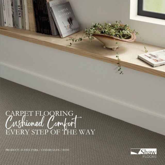 Step into comfort with carpet flooring that adds a soft, cushioned touch to your home.🏡✨Experience cozy vibes with every step! Shop flooring from Concept Flooring Inc. today! 

#CarpetComfort #ShawFloors #CozyLiving